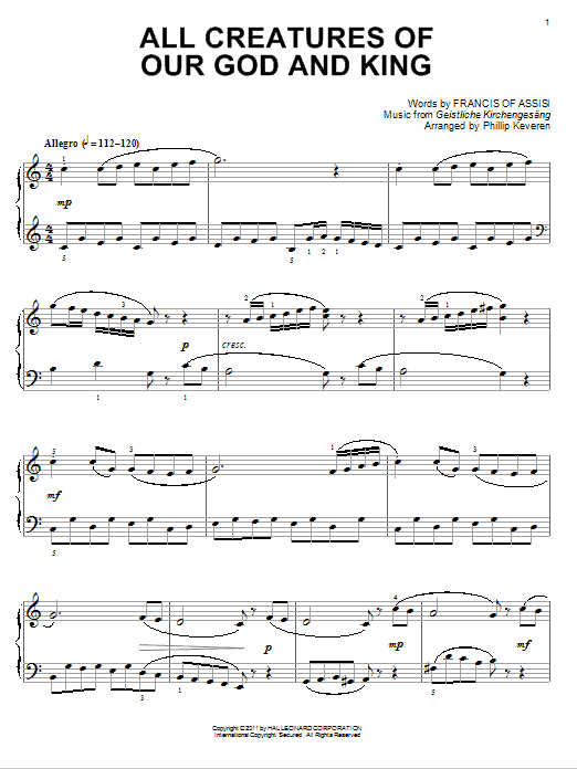 Product picture to: All Creatures Of Our God And King [Classical version] (arr. Phillip Keveren)