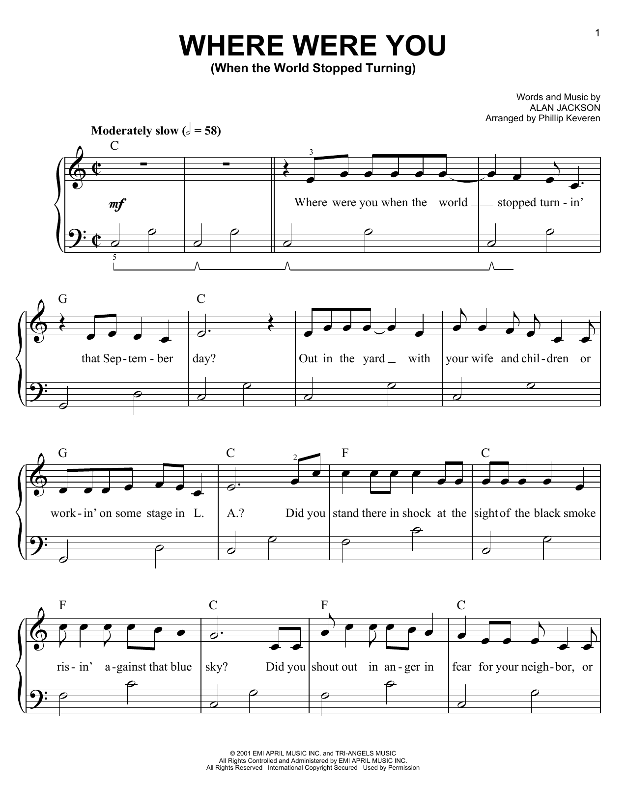 Produktbild zu: Where Were You (When The World Stopped Turning) (arr. Phillip Keveren)