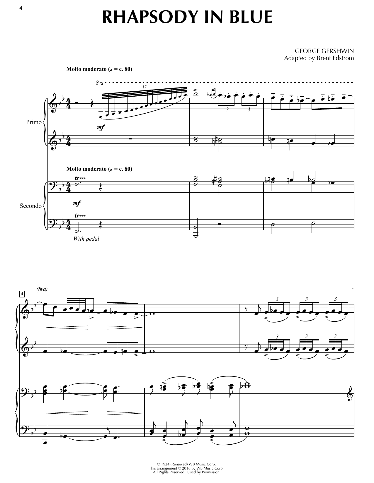 Produktbild zu: Rhapsody In Blue (1 Piano, 4 Hands) (arr. Brent Edstrom)