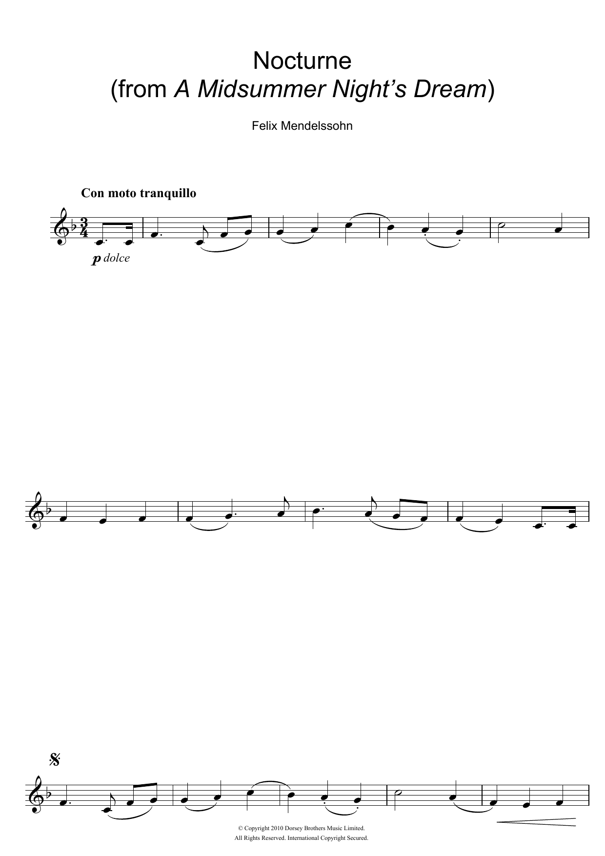 Product gallery: Page 1 of 1 Nocturne (from A Midsummer Night's Dream), Felix Mendelssohn
