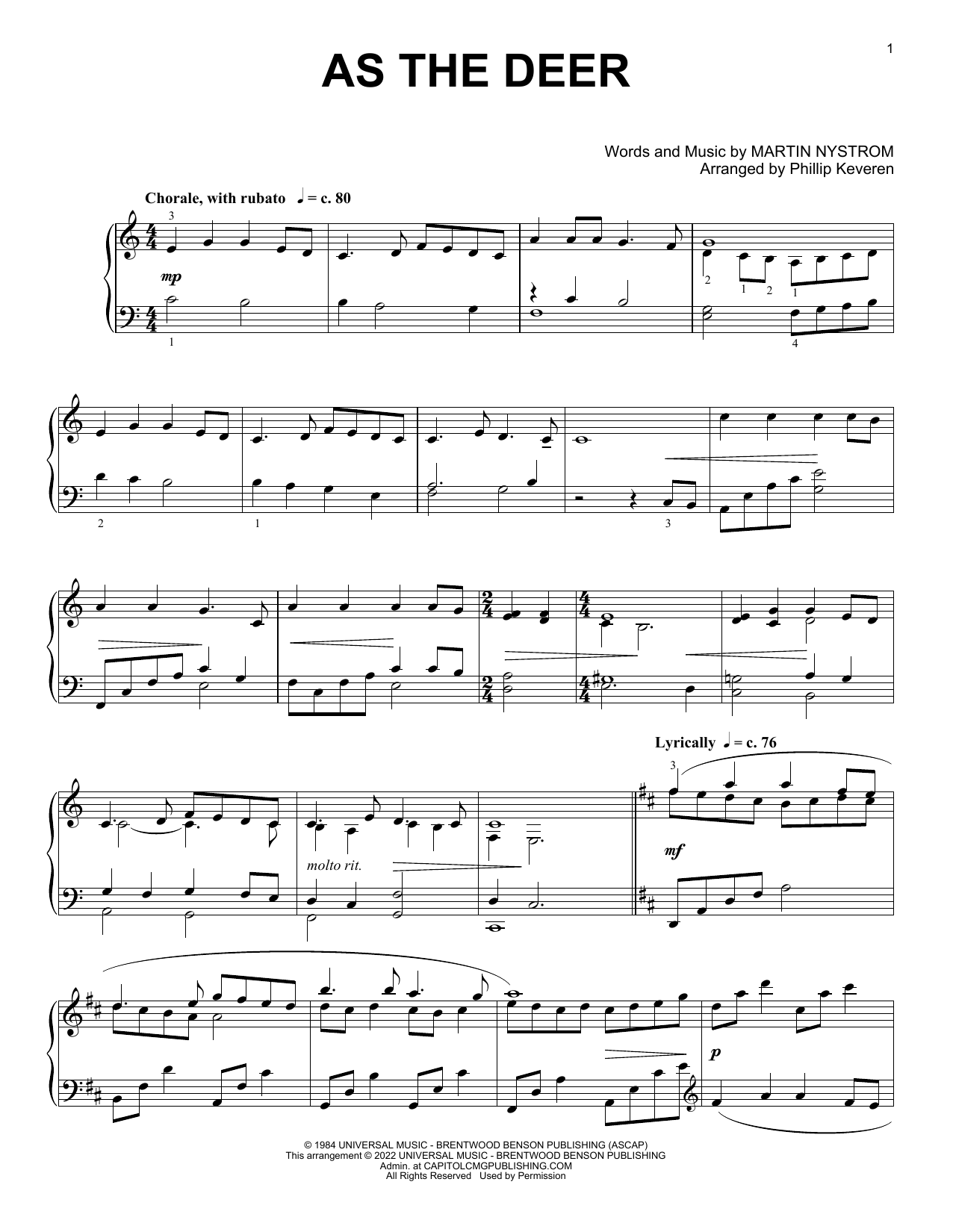 Produktbild zu: As The Deer [Classical version] (arr. Phillip Keveren)