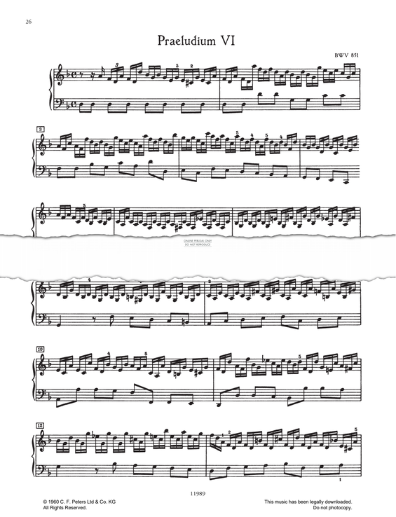 Produktbild zu: Prelude And Fugue No.6 in D minor, BWV 851 (from 'The Well-Tempered Klavier Book I')
