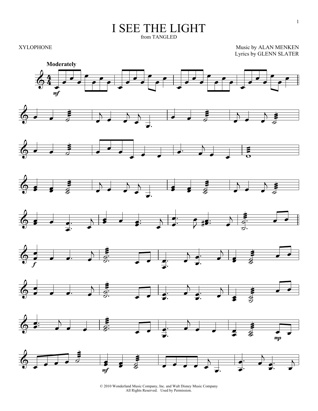 Product gallery: Page 1 of 1 I See The Light (from Tangled), Alan Menken