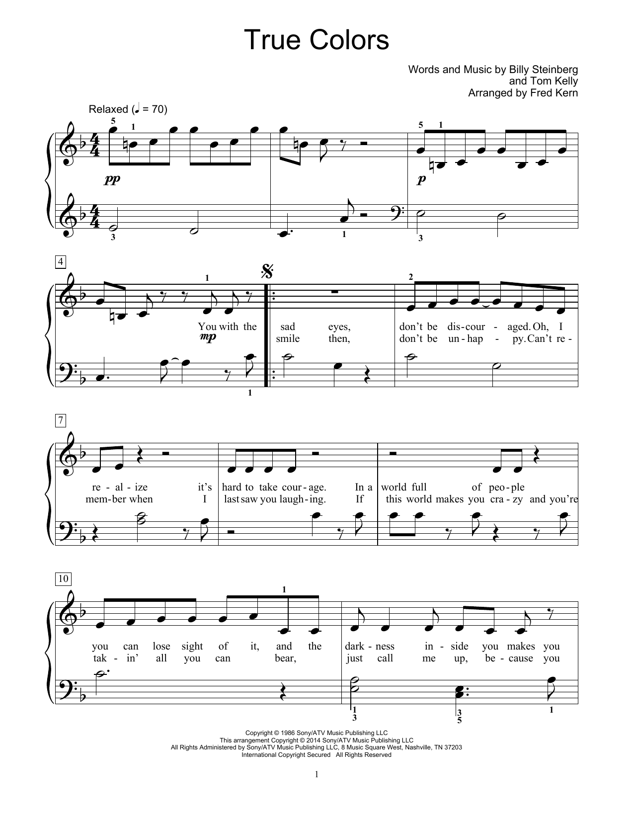 Produktbild zu: True Colors (arr. Fred Kern)
