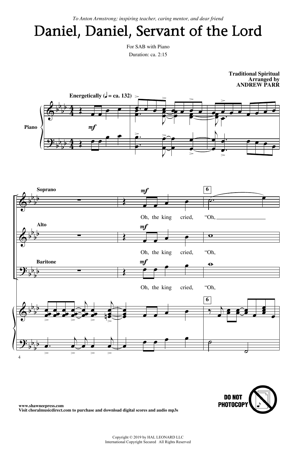 Product picture to: Daniel, Daniel, Servant Of The Lord (arr. Andrew Parr)