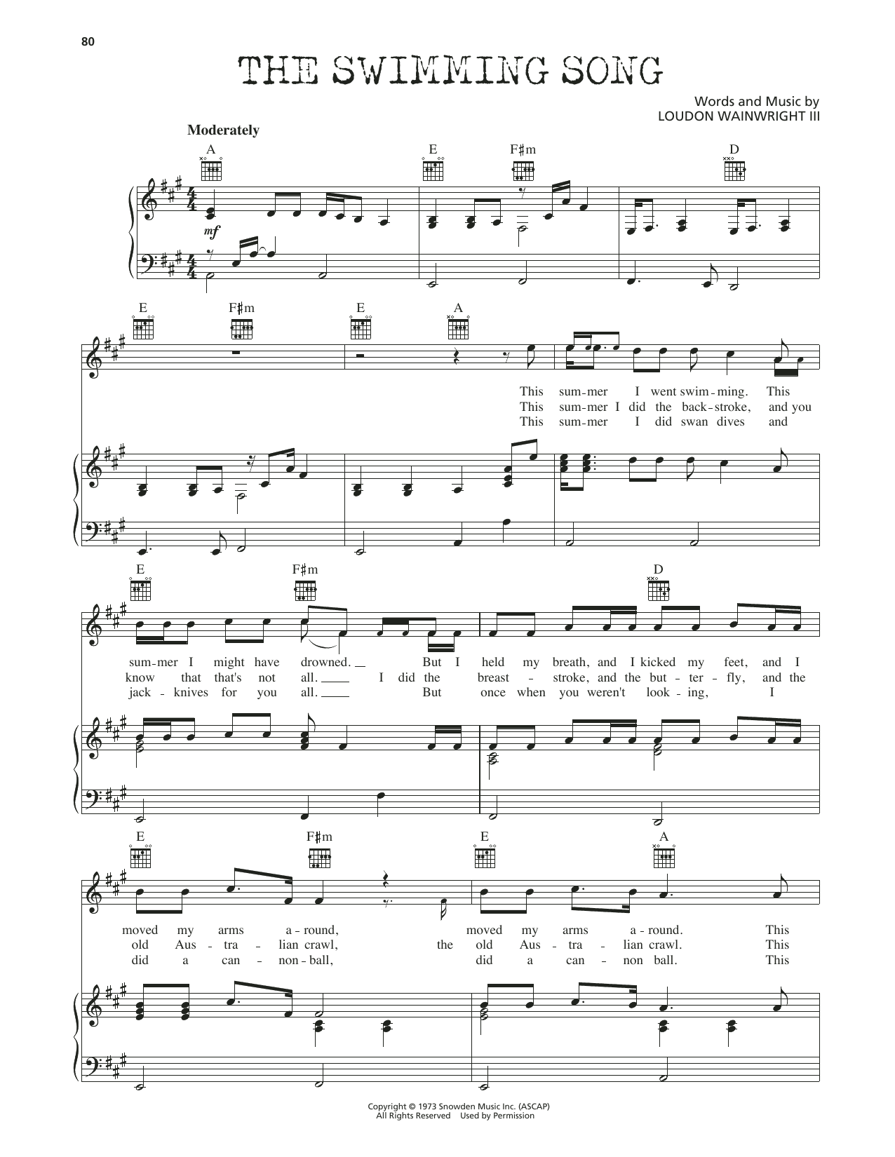 Product picture to:  The Swimming Song - Loudon Wainwright III