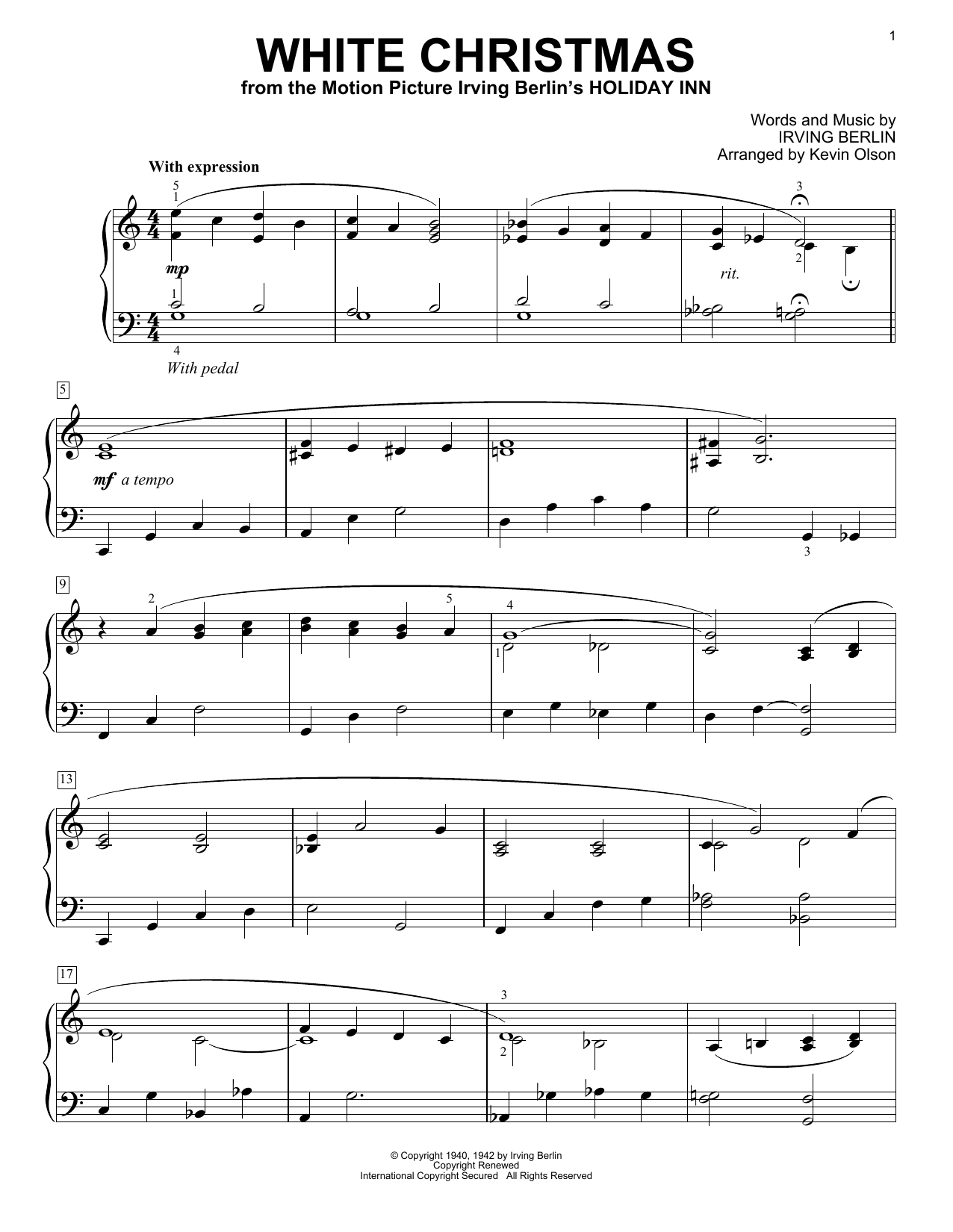 Produktgalerie: Seite 1 von 1 White Christmas (arr. Kevin Olson), Irving Berlin, Klavier