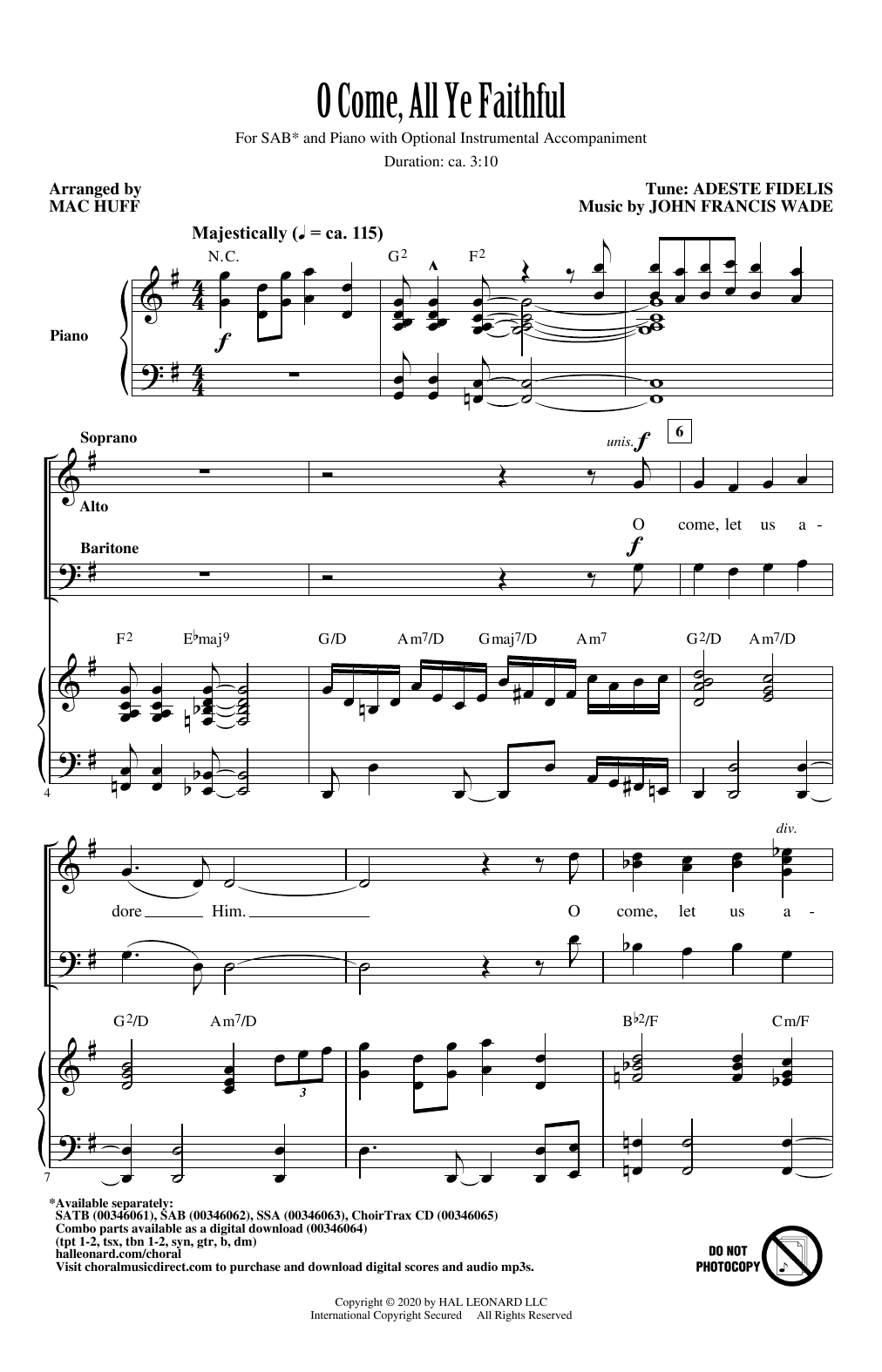 Produktbild zu: O Come, All Ye Faithful (arr. Mac Huff)