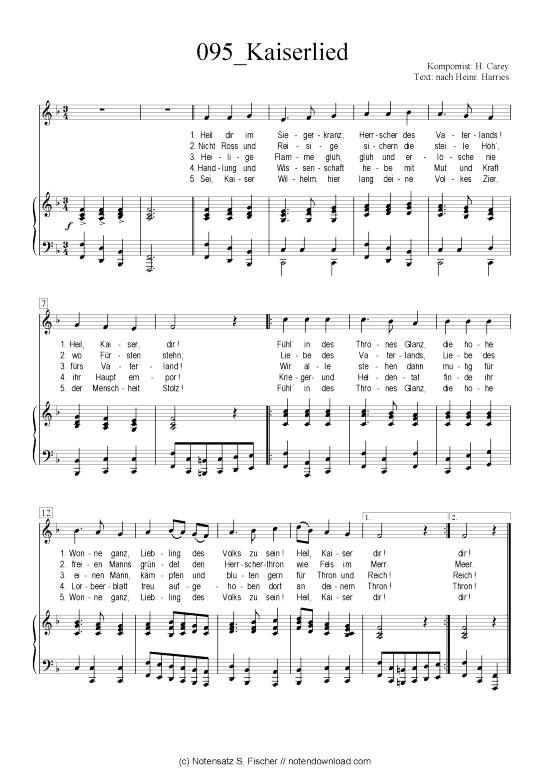 Produktbild zu: Kaiserlied Komponist: H. Carey / nach Heinr. Harries