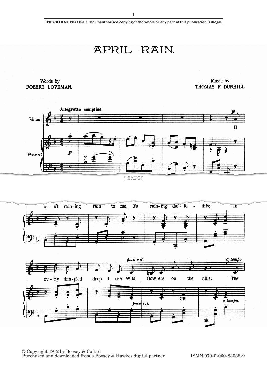 Produktgalerie: Seite 1 von 1 April Rain, Thomas F. Dunhill, Gesang, Klavier