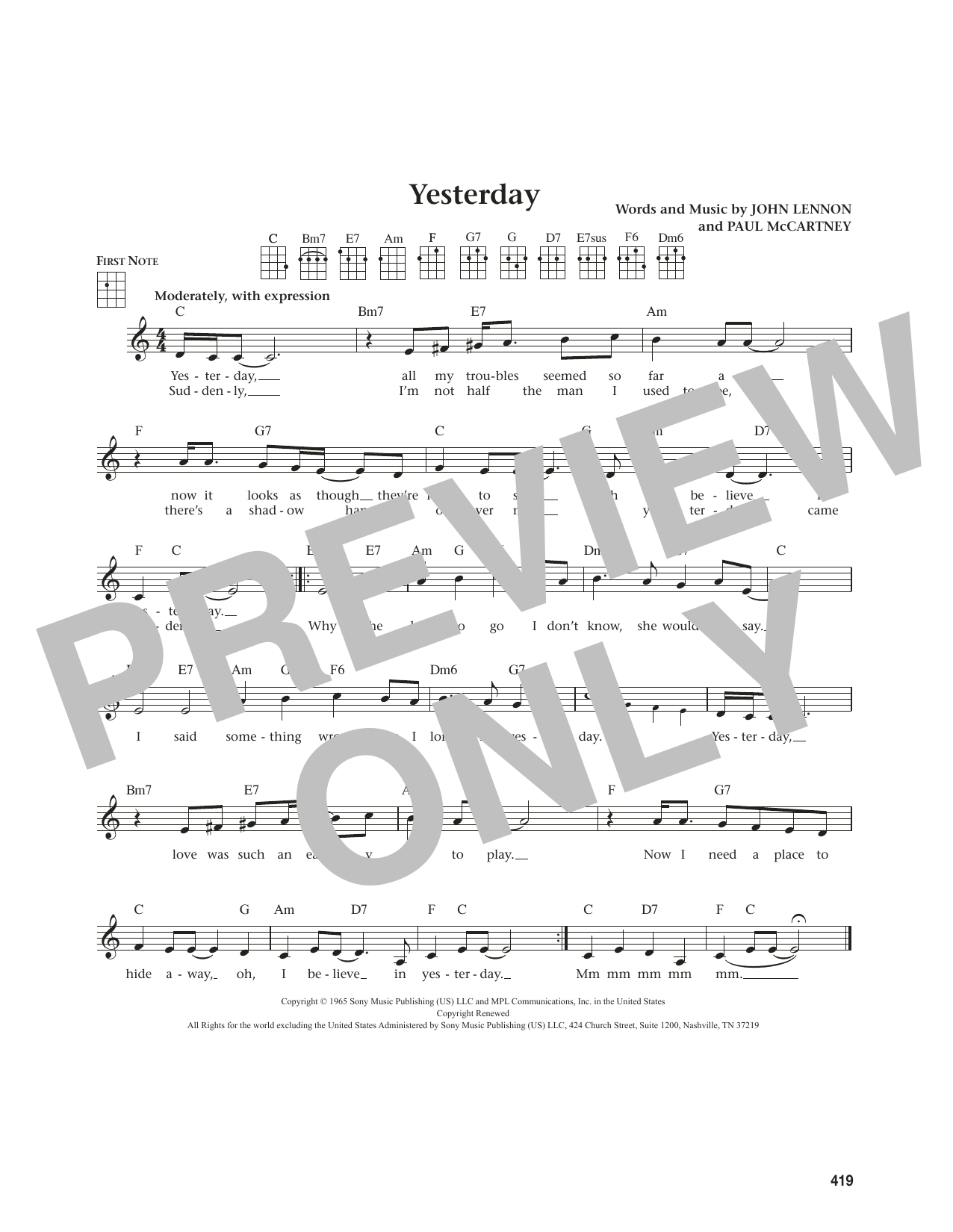 Produktgalerie: Seite 1 von 1 Yesterday (from The Daily Ukulele) (arr. Jim Beloff), The Beatles, Ukulele