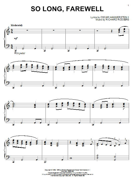 Product gallery: Page 1 of 1 So Long, Farewell (from The Sound of Music), Rodgers & Hammerstein