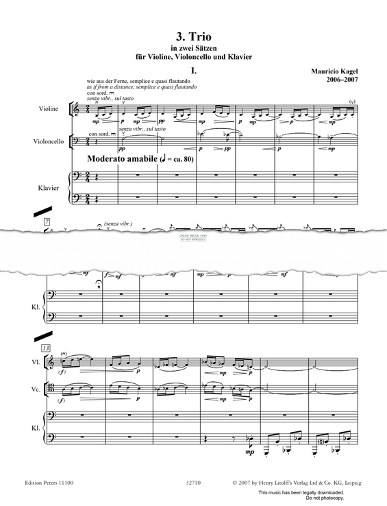Produktgalerie: Seite 1 von 1 Third Piano Trio, Mauricio Kagel, Klavier, Violine, Violoncello