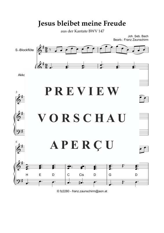 Product gallery: Page 2 of 8 Jesus bleibet meine Freude, , Soprano Recorder and Accordion
