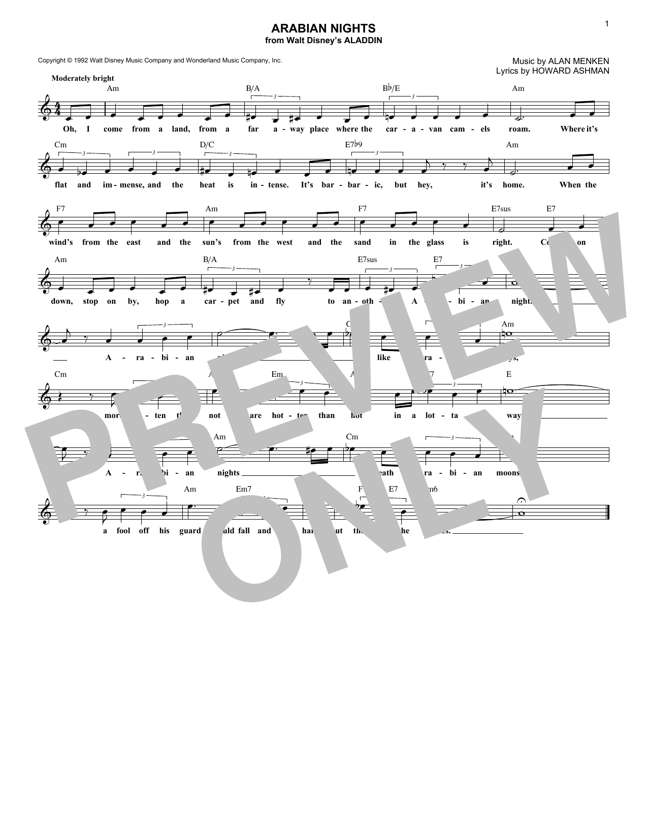 Produktbild zu: Arabian Nights (from Aladdin)