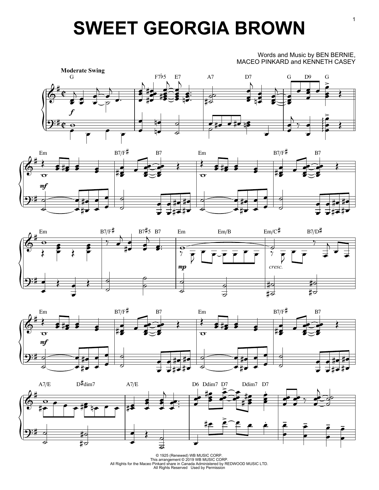Produktbild zu: Sweet Georgia Brown [Jazz version]