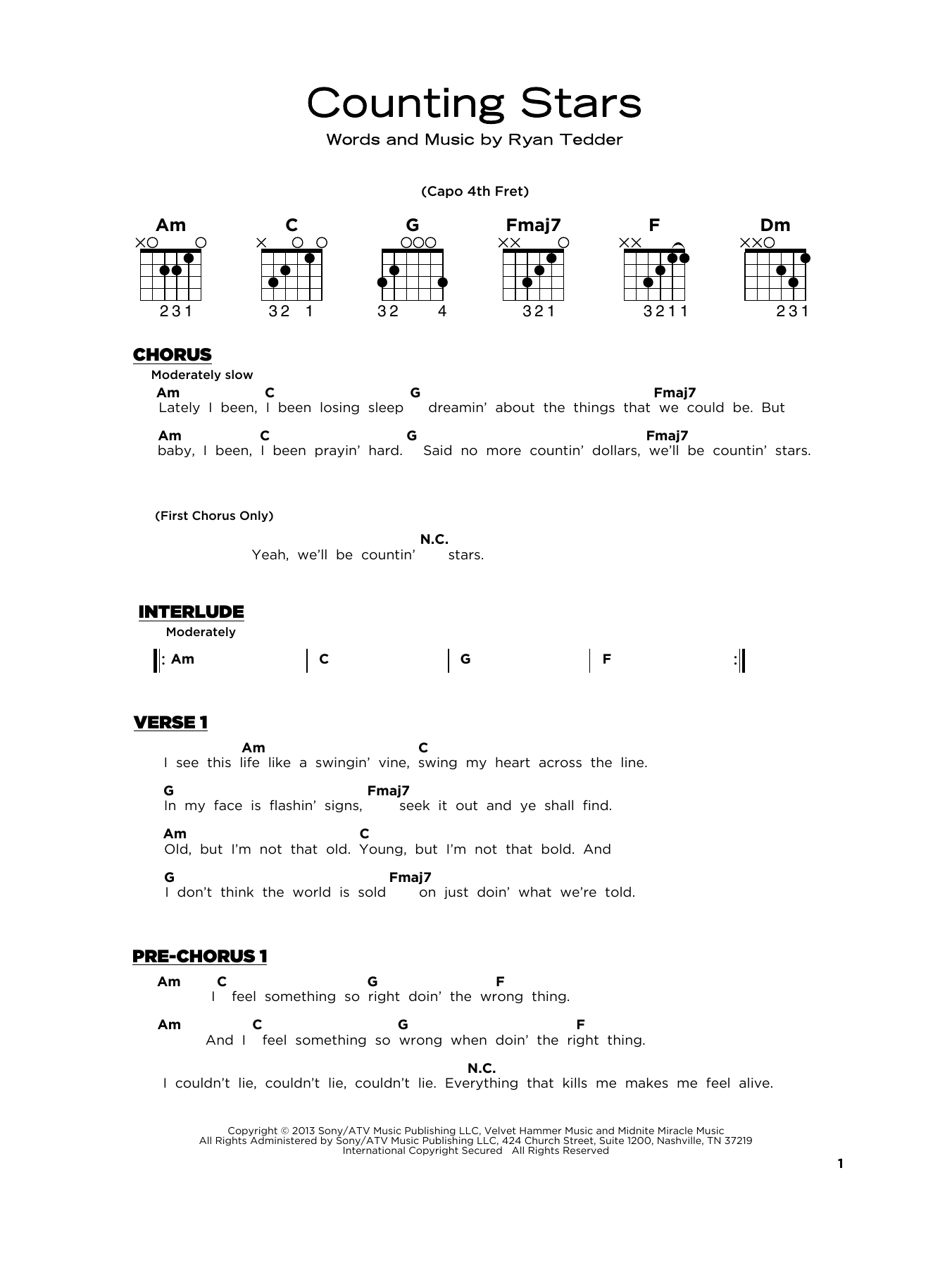 Produktbild zu:  Counting Stars - OneRepublic