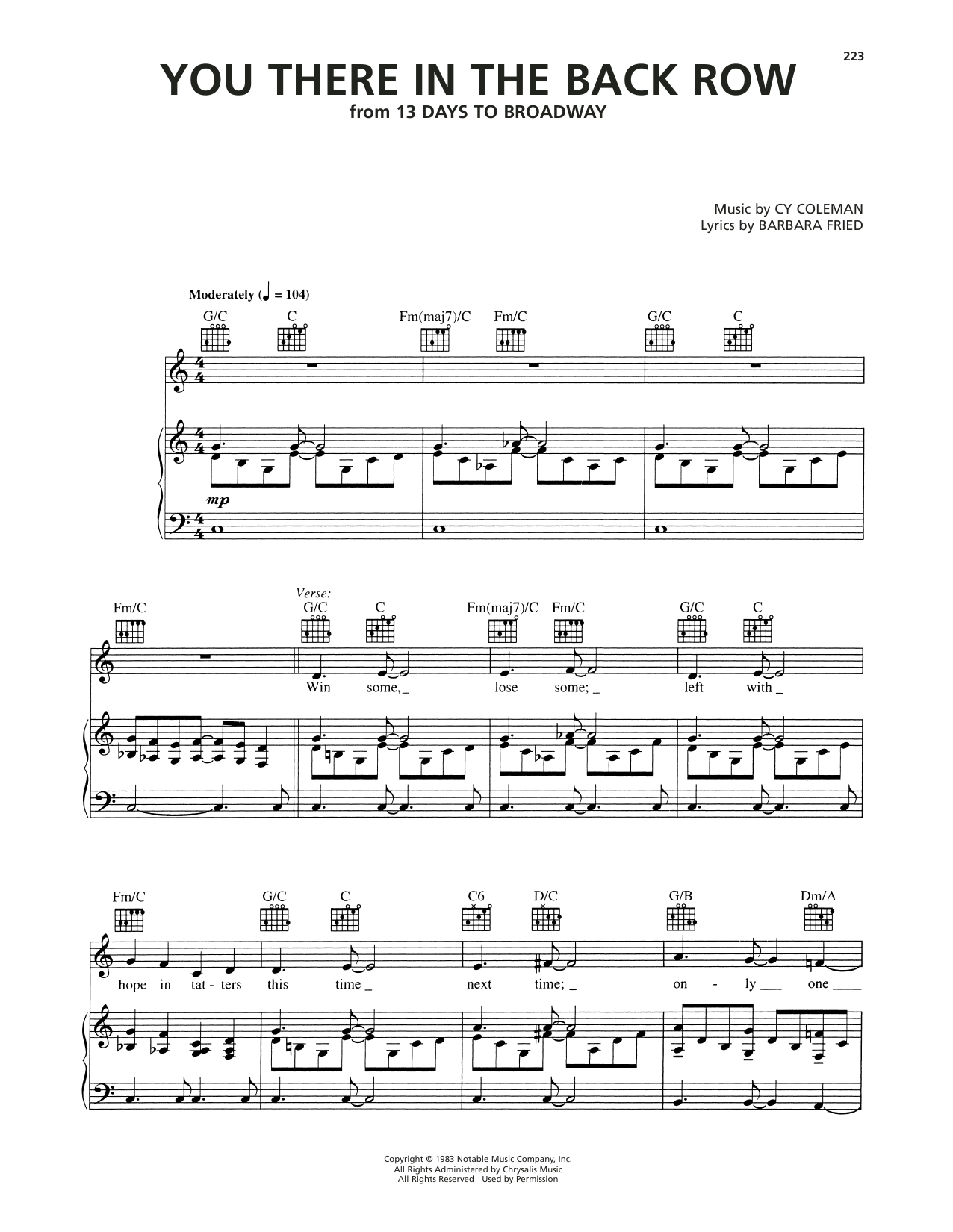 Produktgalerie: Seite 1 von 1 You There In The Back Row (from 13 Days To Broadway), Cy Coleman, Gesang, Gitarre, Klavier