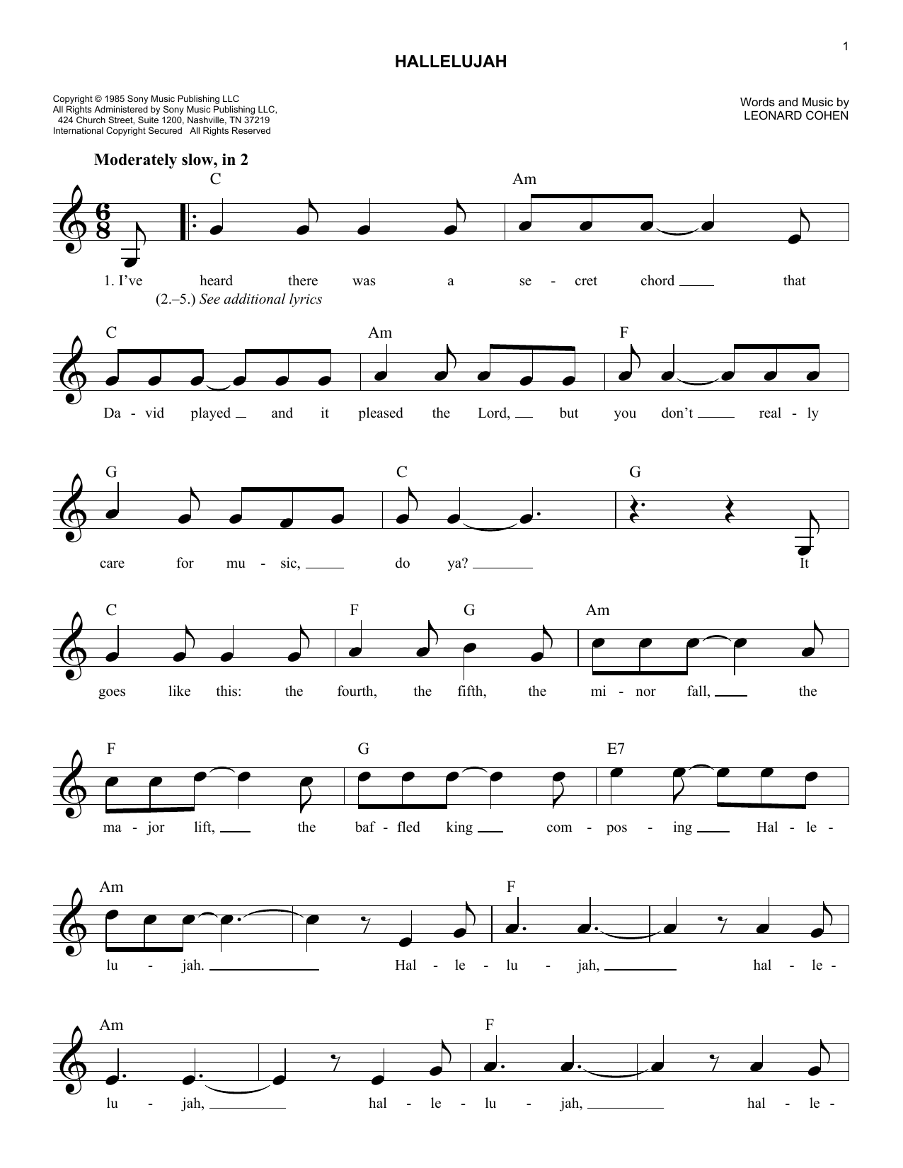 Produktgalerie: Seite 1 von 1 Hallelujah, Leonard Cohen