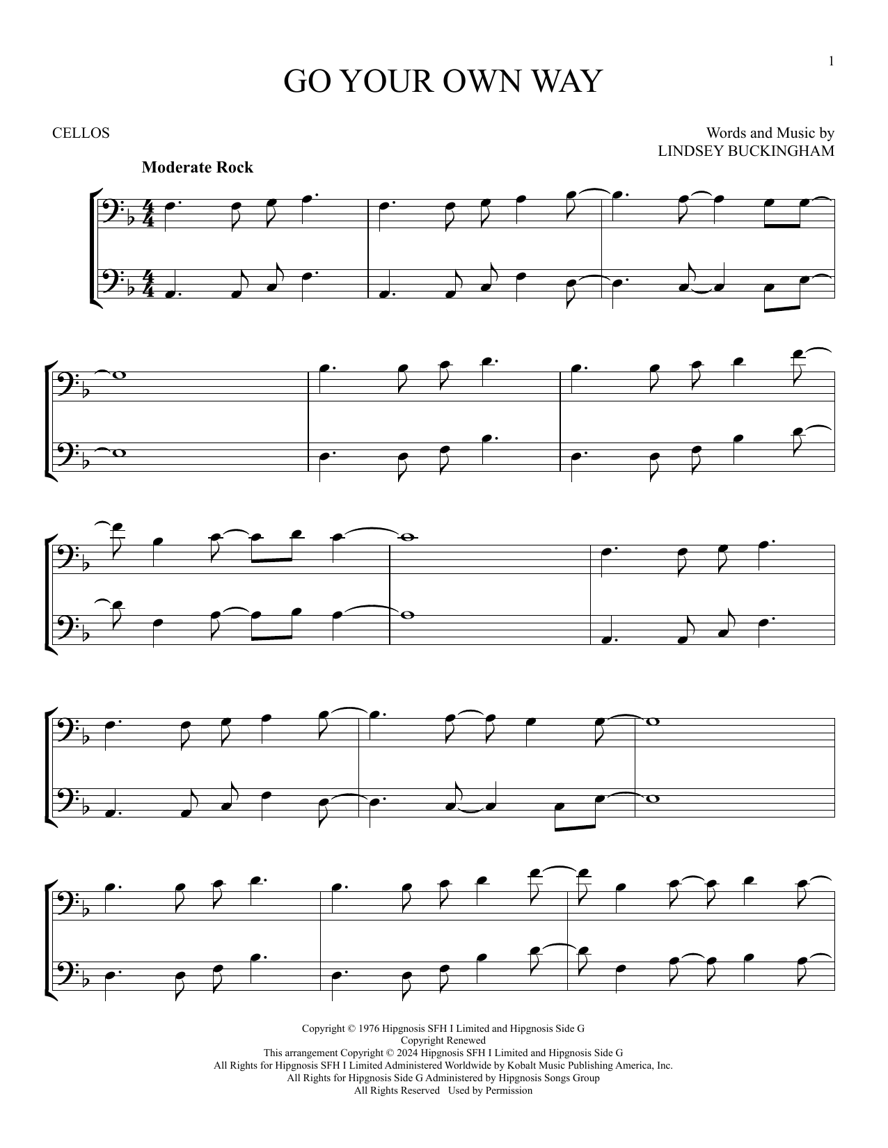 Produktgalerie: Seite 1 von 1 Go Your Own Way, Fleetwood Mac, Violoncello