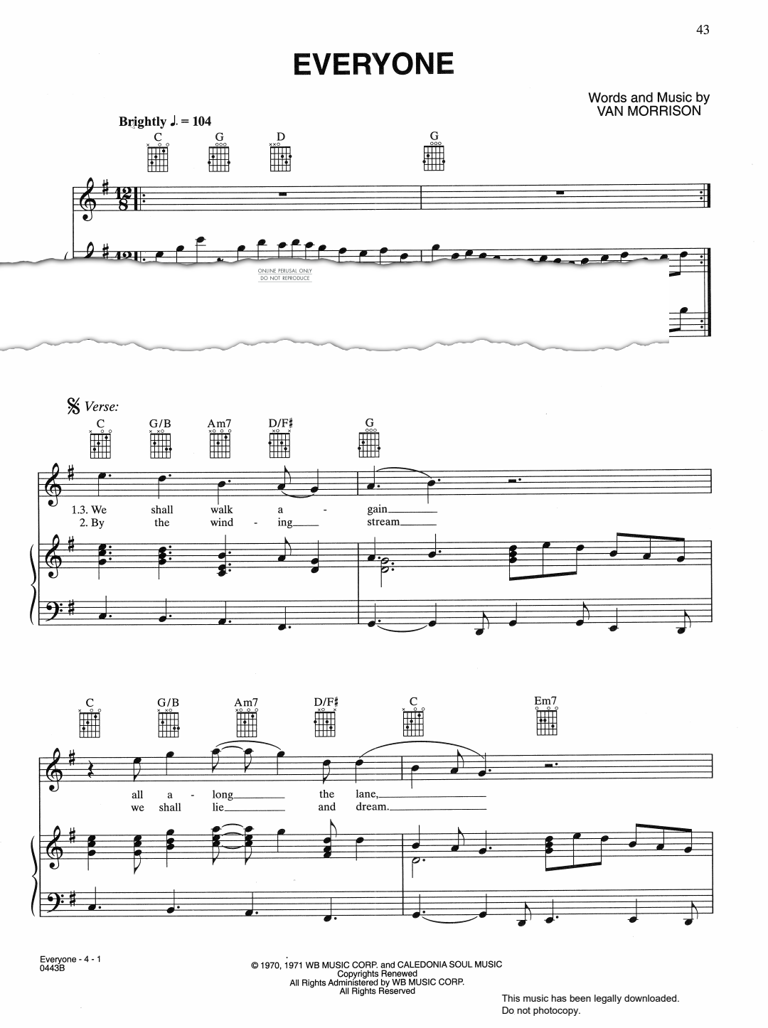 Produktgalerie: Seite 1 von 1 Everyone, Van Morrison, Gesang, Gitarre, Klavier