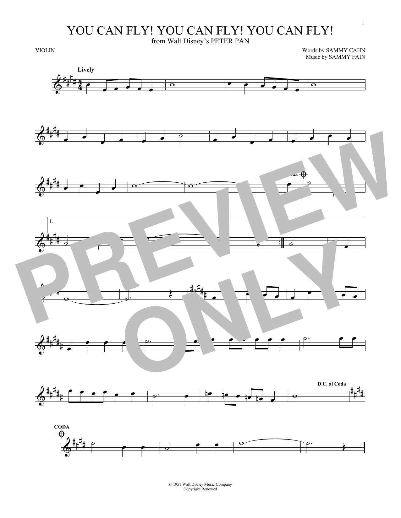 Product gallery: Page 1 of 1 You Can Fly! You Can Fly! You Can Fly! (from Peter Pan), Sammy Cahn