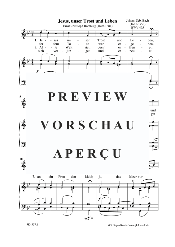 Produktgalerie: Seite 2 von 4 Jesus, unser Trost und Leben BWV 475, , Gesang und Klavier