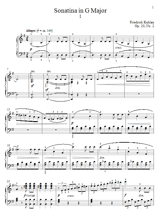 Product gallery: Page 1 of 1 Sonatina In G Major, Op. 20, No. 2, Friedrich Kuhlau