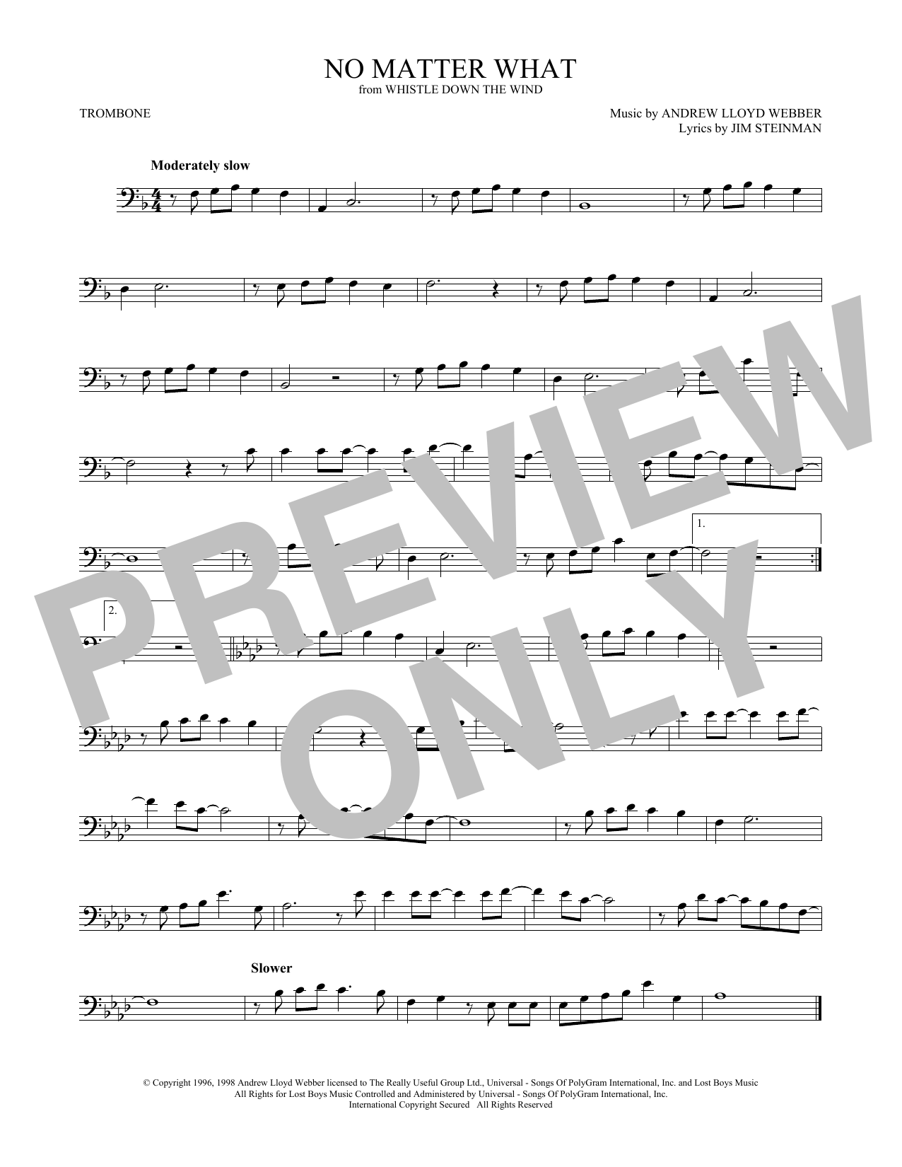 Product gallery: Page 1 of 1 No Matter What (from Whistle Down the Wind), Andrew Lloyd Webber