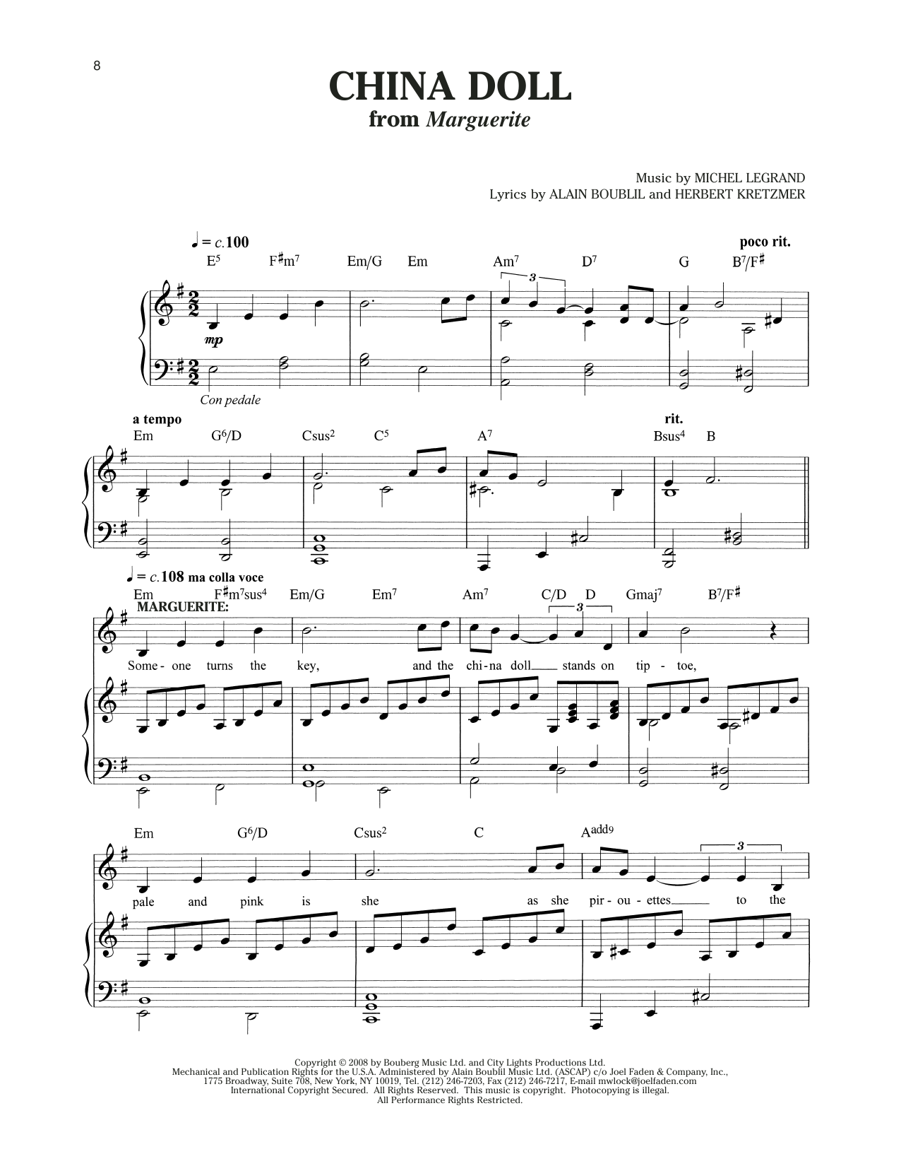 Produktgalerie: Seite 1 von 1 China Doll (from Marguerite), Michel LeGrand, Gesang, Klavier