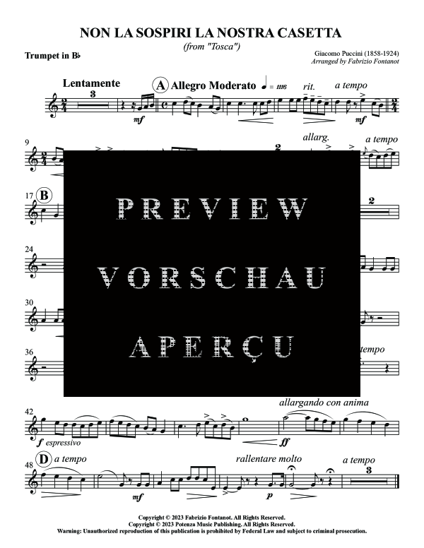 Produktgalerie: Seite 9 von 10 Non la sospiri la nostra casetta, , (Trompete in B und Klavier)