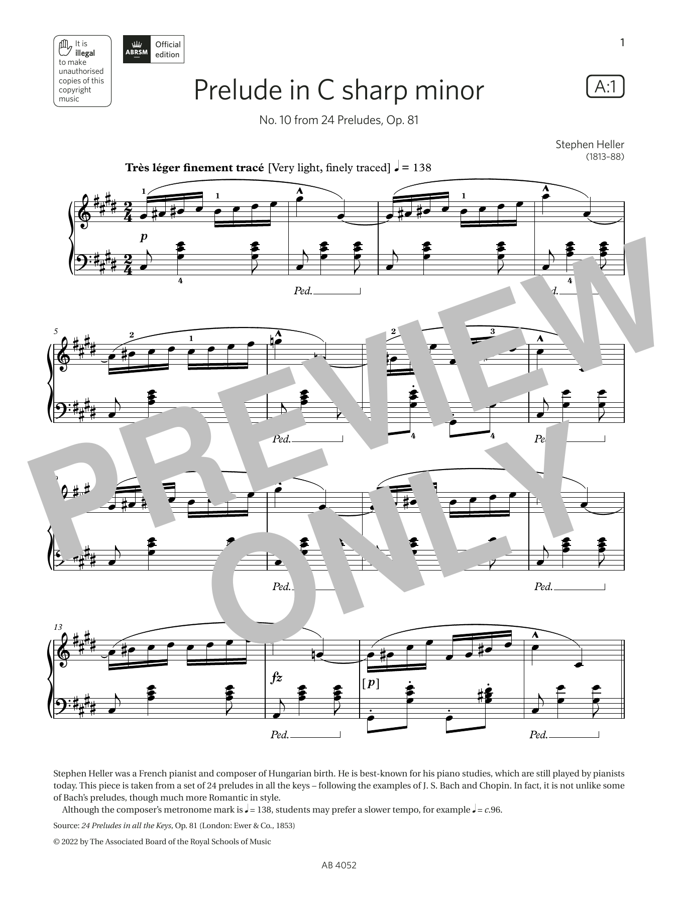 Product picture to: Prelude in C sharp minor (Grade 6, list A1, from the ABRSM Piano Syllabus 2023 & 2024)