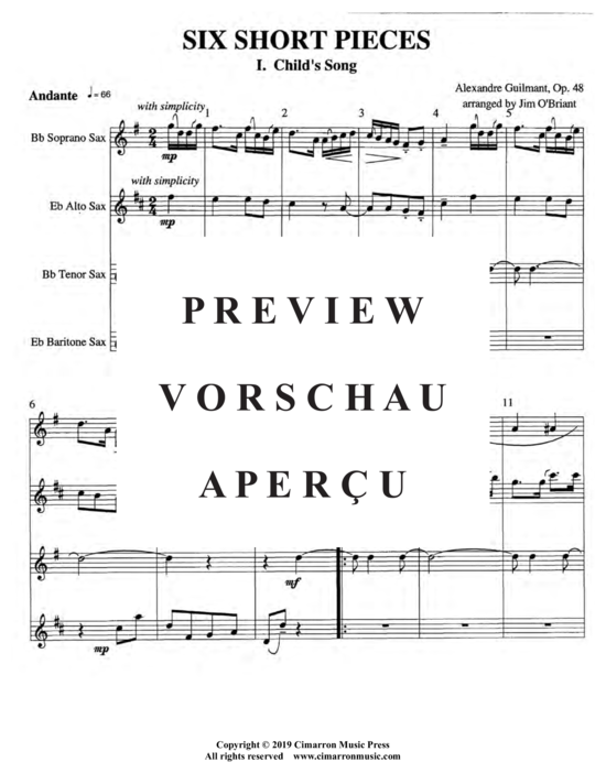 gallery: Sechs kurze Stücke, Op. 48 , , (Saxophon Quartett SATB)