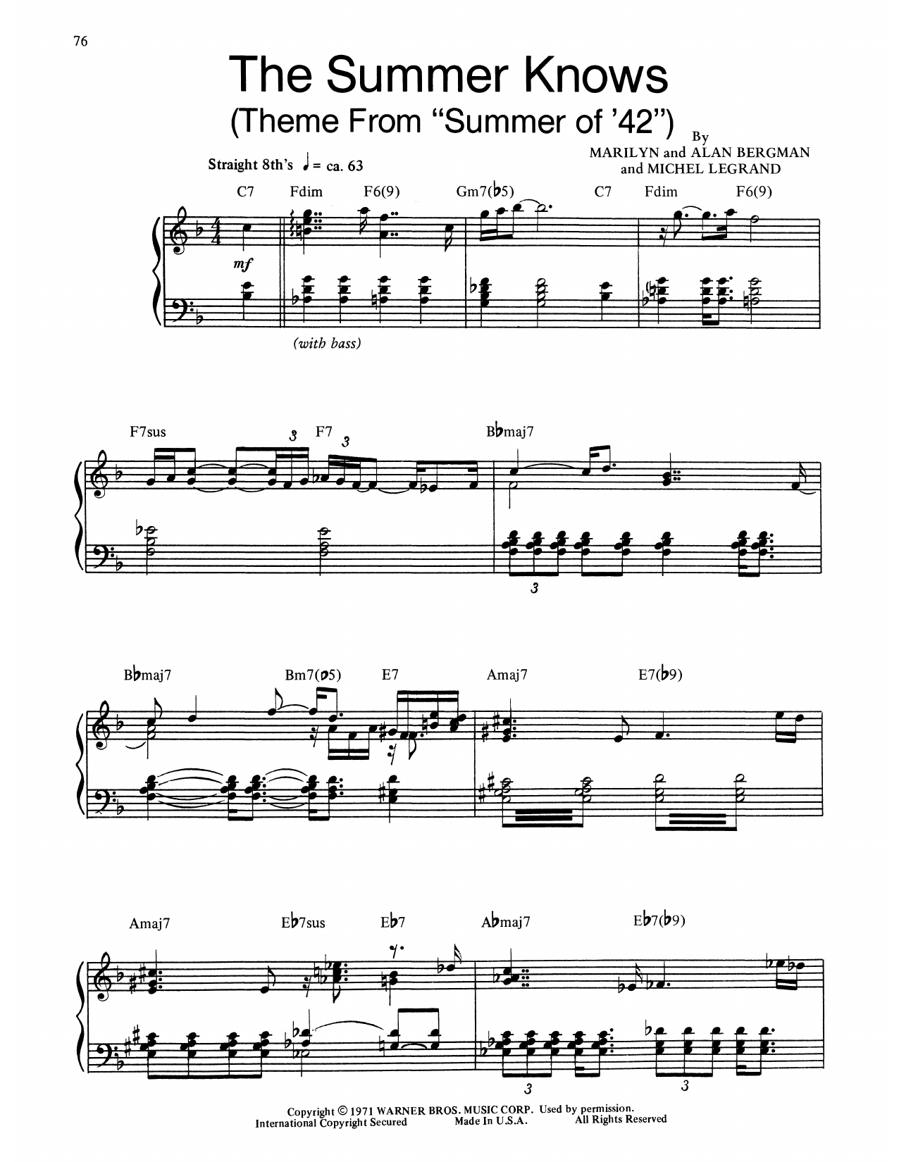 Produktbild zu: Theme From Summer Of '42 (The Summer Knows)