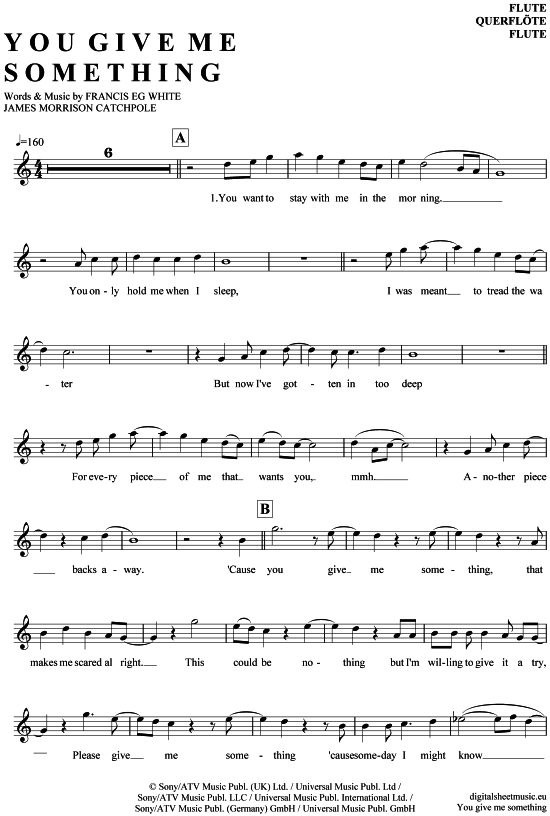 Product gallery: Page 1 of 4 You give me something , Morrison, James, (transverse flute)