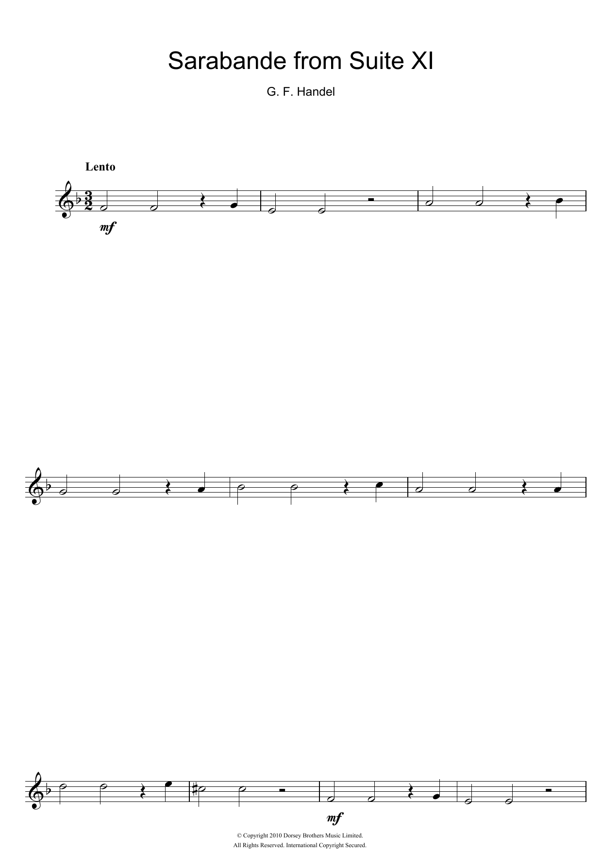Product gallery: Page 1 of 1 Sarabande (from Suite XI), George Frideric Handel