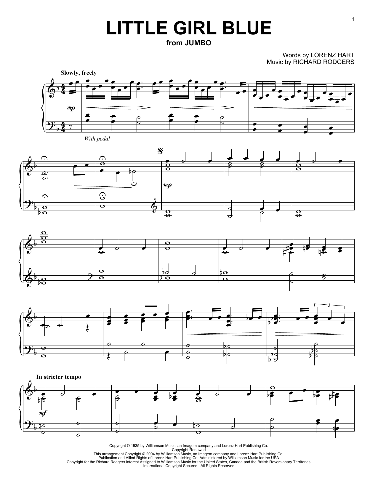 Product gallery: Page 1 of 1 Little Girl Blue, Lorenz Hart