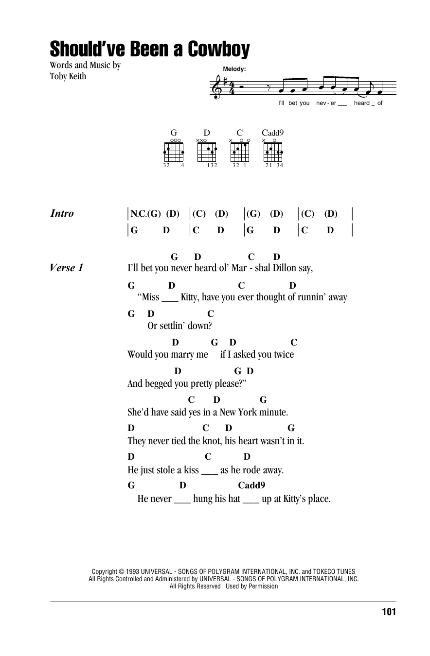 Product gallery: Page 1 of 1 Should've Been A Cowboy, Toby Keith