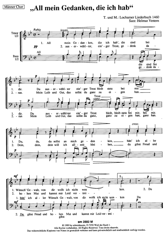 Product picture to: All meine Gedanken die ich hab Lochamer Liederbuch