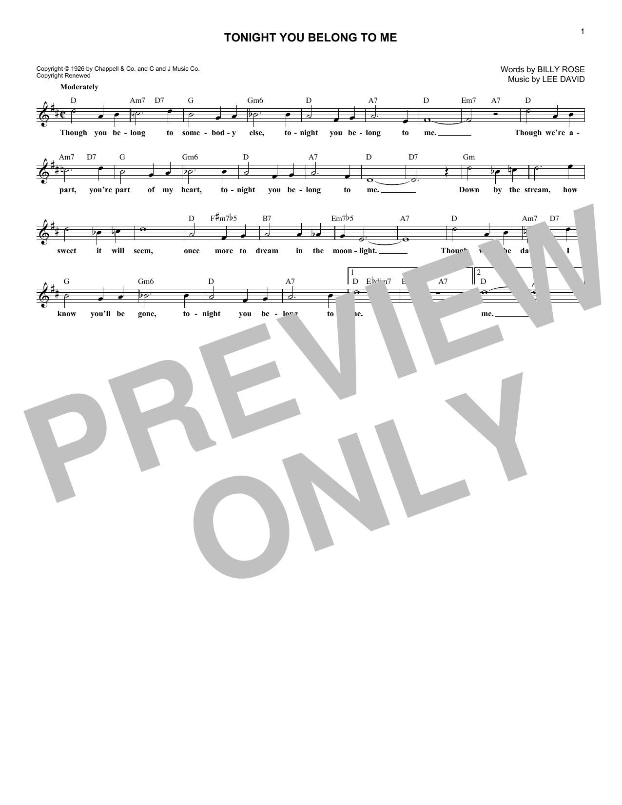 Produktbild zu: Tonight You Belong To Me