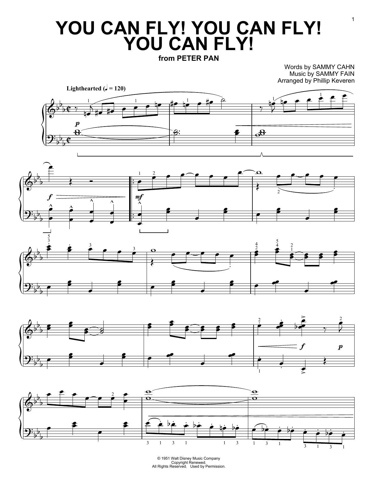 Product gallery: Page 1 of 1 You Can Fly! You Can Fly! You Can Fly! [Ragtime version] (from Peter Pan) (arr. Phillip Keveren), Sammy Cahn