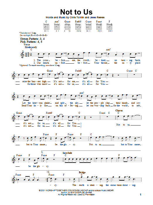 Product gallery: Page 1 of 1 Not To Us, Chris Tomlin