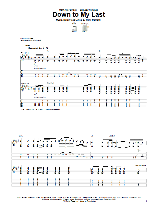 Produktgalerie: Seite 1 von 1 Down To My Last, Alter Bridge, Gitarre