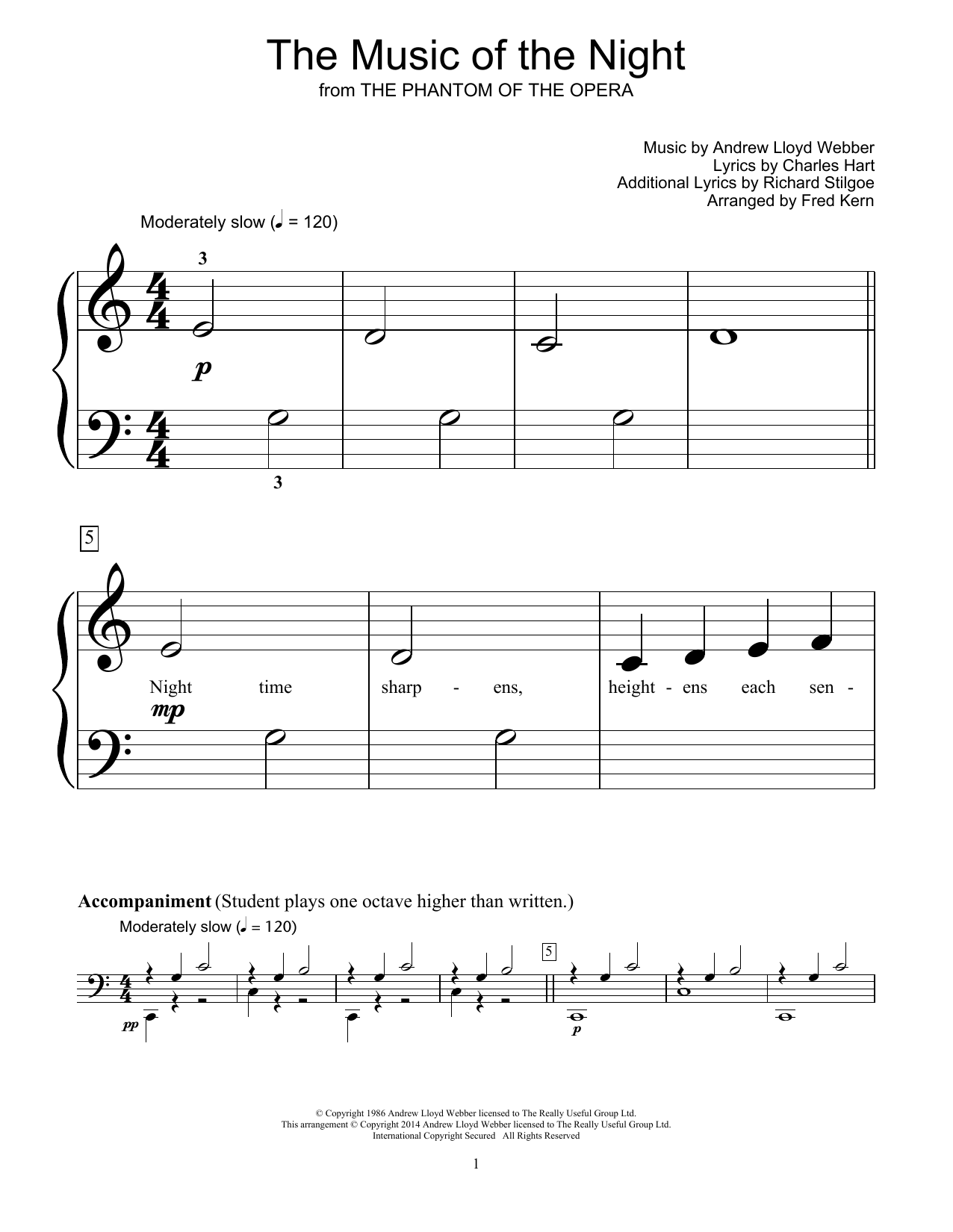 Produktbild zu: The Music Of The Night (from The Phantom Of The Opera) (arr. Fred Kern)