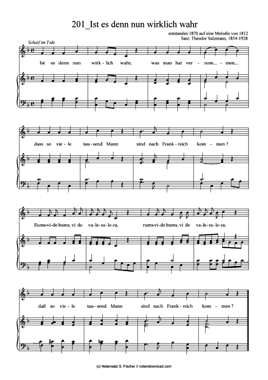 Product picture to: Ist es denn nun wirklich wahr entstanden 1870 auf eine Melodie von 1812 Satz: Theodor Salzmann, 1854-1928 