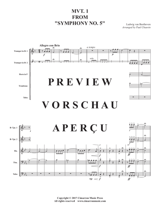 Produktgalerie: Seite 3 von 21 Mvt. 1 from Symphony No. 5 , , (Blechbläserquintett)