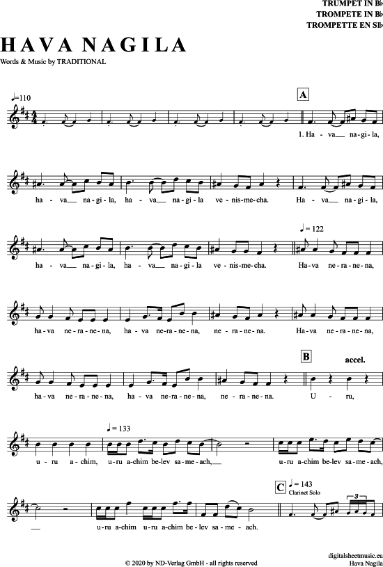 Produktgalerie: Seite 1 von 4 Hava Nagila , , Trompete in B
