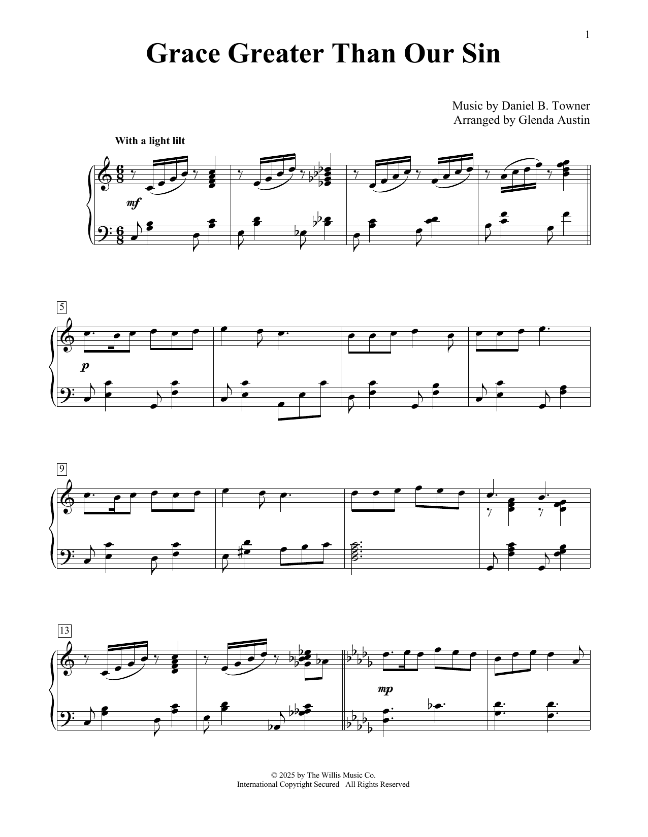 Produktbild zu: Grace Greater Than Our Sin (arr. Glenda Austin)