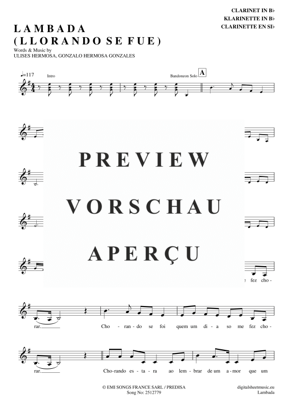 Product gallery: Page 2 of 4 Llorando Se Fue, Kaoma, Clarinet in B-flat