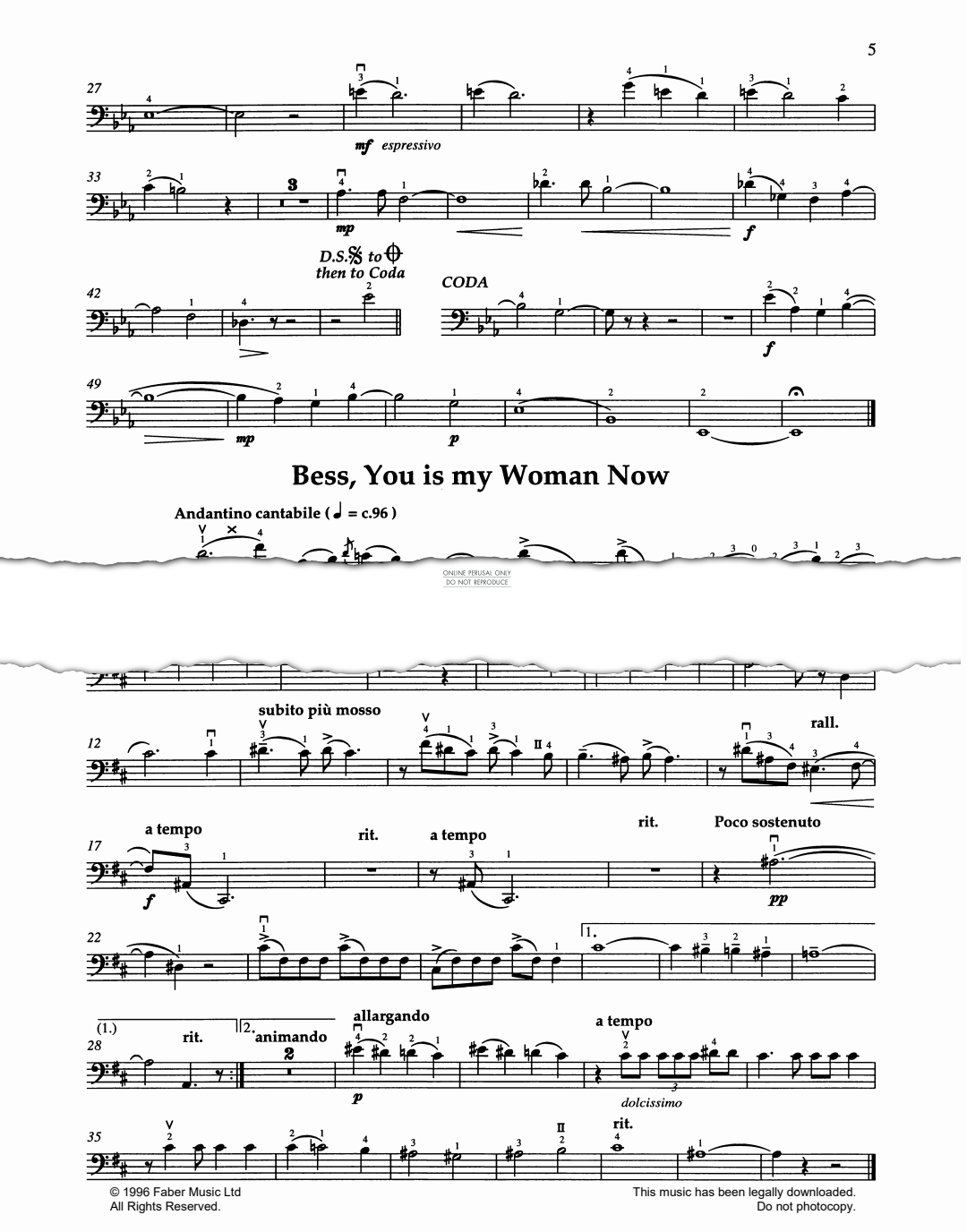 Produktgalerie: Seite 1 von 1 Bess, You Is My Woman (from PORGY AND BESS®), George Gershwin, Klavier, Violoncello